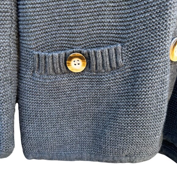 Sigrid Olsen Studio Gray Button-Up Cardigan With Ribbed Details & Pockets - XS - Picture 6 of 10